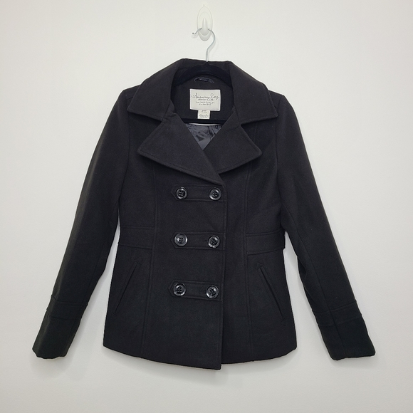 American Rag Jackets & Blazers - American Rag Pea Coat Jacket Coat Collared Button-Down Black Size Small